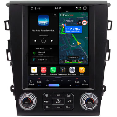 Ford Mondeo 5 2014-2022, Fusion 2 (North America) 2012-2016 (для авто с климат-контролем) Canbox H-Line (Tesla style) 9.7 дюймов 4/64 6622-1312-305 на Android 14 (4G-SIM, DSP, QLed)