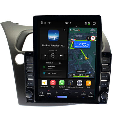 Honda Civic 8 5D 2005-2012 (левый руль, хэтчбэк) Canbox H-Line 6612-9-HO107N на Android 14 (4G-SIM, 4/64, DSP, QLed, Tesla)
