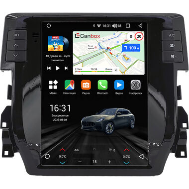 Honda Civic 10 2015-2021 (глянцевая) Canbox M-Line (Tesla style) 9.7 дюймов 2/32 5620-1312-188 на Android 10 (4G-SIM, DSP, QLed)